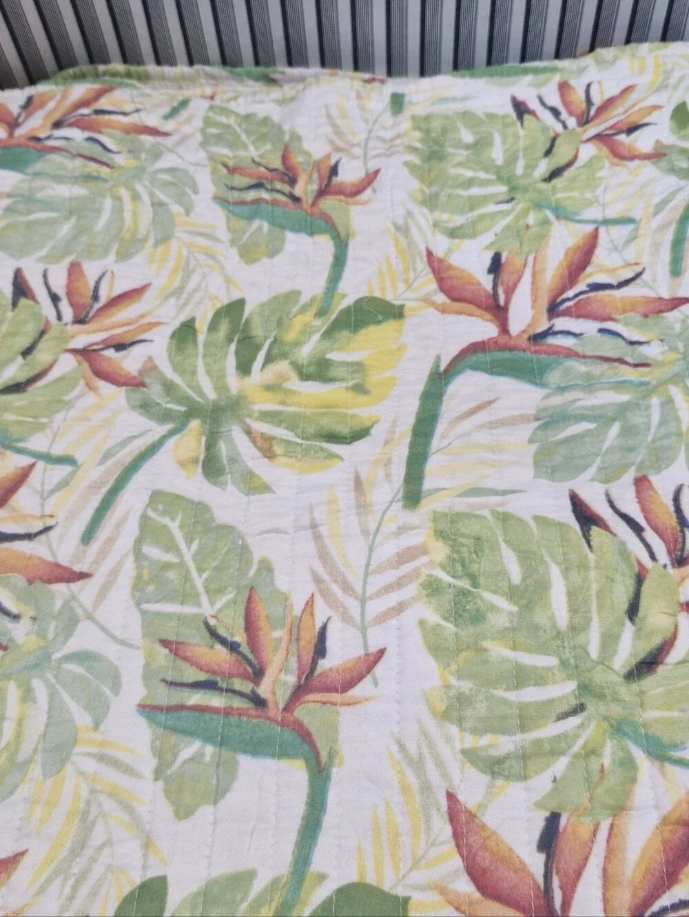 Twin Tropical Comforter Set Birds Of Paradise 2 Pillow Shams Floral